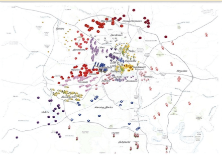 This is a first UU neighbor to neighbor thumbnail map of the Richmond area; the different names are named after flowers; from Chrysanthemums at the top of the map near the and Henrico County to Violets,; near the Tomahawk Creek Hollyhocks is a neighborhood group near the Chesterfield courthouse.