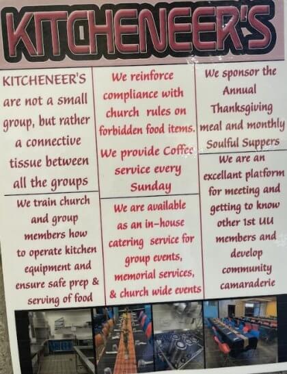 Promotional poster for "KITCHENEER'S" detailing their services and showing kitchen images.