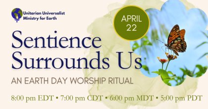 Earth Day event graphic with butterfly and text about the event details.