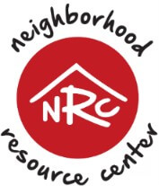 Logo with red circle, white "NRC" and roof symbol, surrounded by the text "neighborhood resource center."